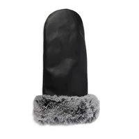 Cr Ladies - Leather Mitten With Faux Fur Cuff