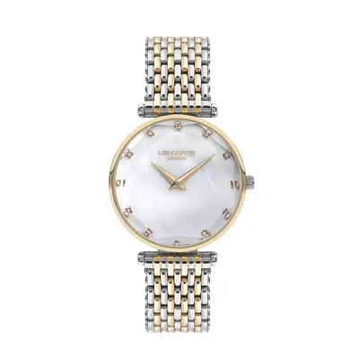 Ladies Lc07410.220 2 Hand Silver Watch With A Two Tone Metal Band And A White Dial