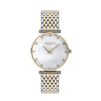 Ladies Lc07410.220 2 Hand Silver Watch With A Two Tone Metal Band And A White Dial