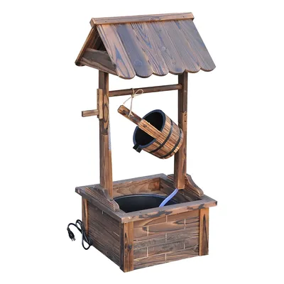 Outdoor Wooden Wishing Well Fountain