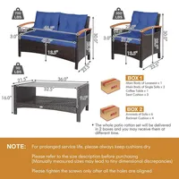 4pcs Patio Rattan Furniture Set Cushioned Sofa Storage Table Off