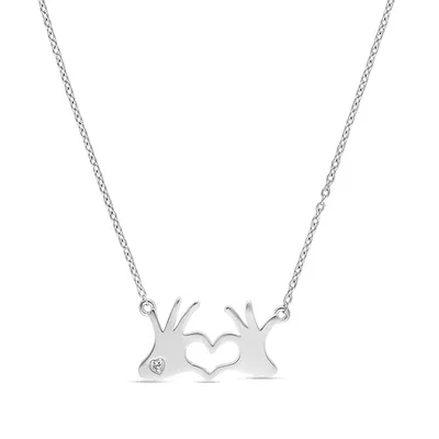 Sterling Silver 16" Sign Language Heart Necklace