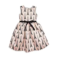 Little Girl's & Bonjour Printed Dress