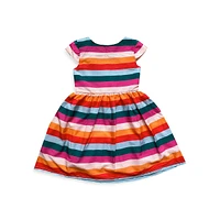 Little Girl's Woven Striped Party Dress