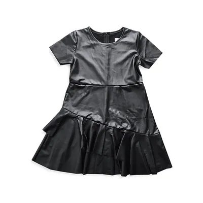 Little Girl's & Marissa Faux Leather Tiered Dress