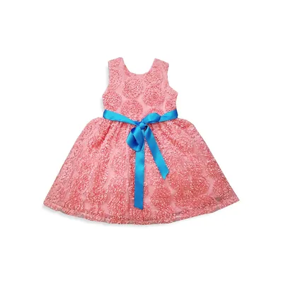 Little Girl's Magpie Floral Accent Mesh Dress