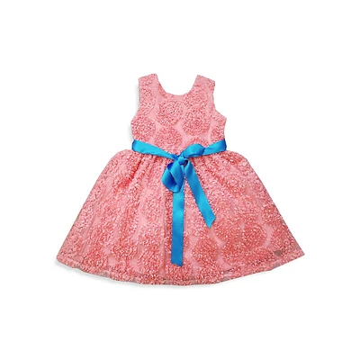​Girl's Magpie Floral Accent Mesh Dress