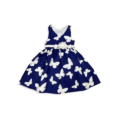 Girl's Butterfly Accent Flared Dress