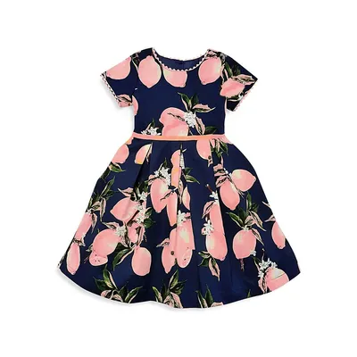 Little Girl's Lemona Floral Print Pleated Dress
