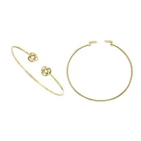 Sterling Silver Gold Plated Open End With Love Knot Ends Bangle