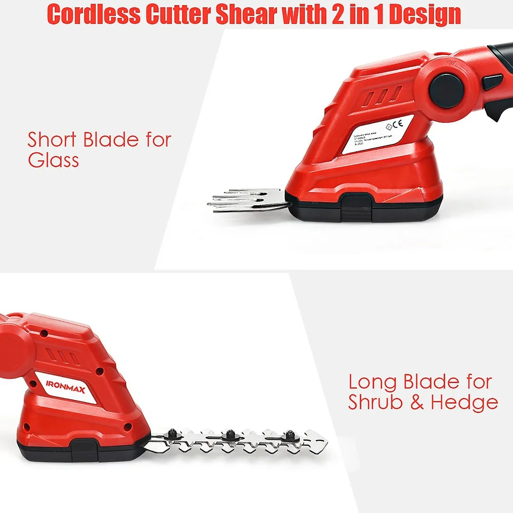 Costway 7.2V Cordless Grass Shear/Shrub Trimmer w/Blades Wheeled