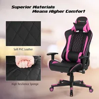Massage Gaming Chair Reclining Racing W/lumbar Support And Headrest