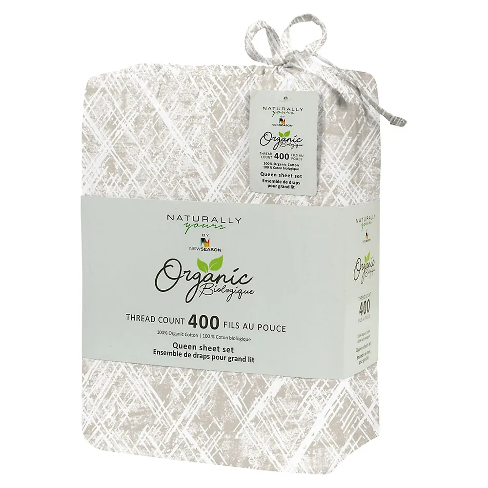 400 Thread Count Organic Cotton Neat Texture 4-Piece Sheet Set