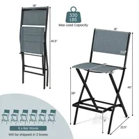 Set Of Outdoor Bar Chair Folding Bar Height Stool With Metal Frame