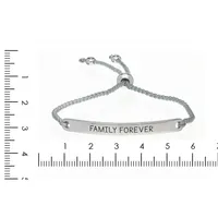 Sterling Silver "family Forever" Plaque Bolo Bracelet
