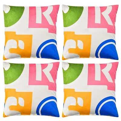 4 Pcs Square Throw Pillows Removable & Washable Velvet Pillow Pink
