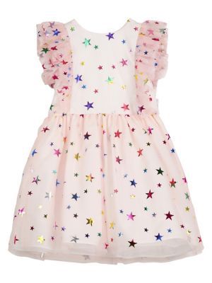 Little Girl's & Foil Star Mesh Dress