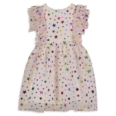 Baby Girl's Foil Star Mesh Dress