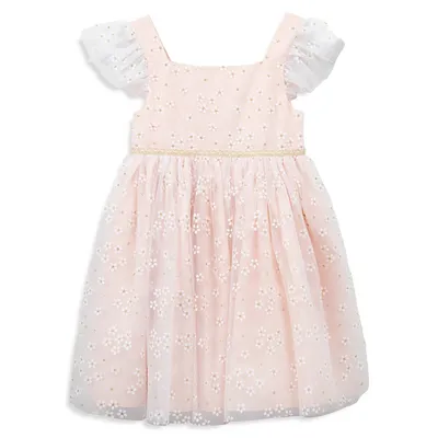 Little Girl's Daisy Flutter-Sleeve Dress