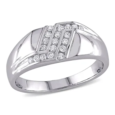 Men's 1/4 Ct Tw Diamond Ring 10k White Gold