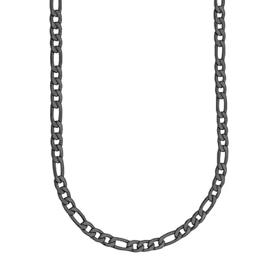Men's IP Black Stainless Steel Figaro Chain Necklace