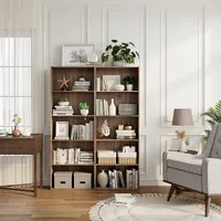 5-shelf Storage Bookcase Stand Modern Multi-functional Display Cabinet Walnut