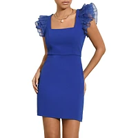 Claudia Organza Ruffle Bodycon Mini Dress