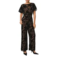 Eisha Floral Burnout Velvet Jumpsuit