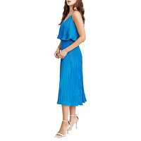 Nayla Overlay Pleated Midi Dress