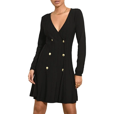 Regina Double-Breasted Fit-&-Flare Dress