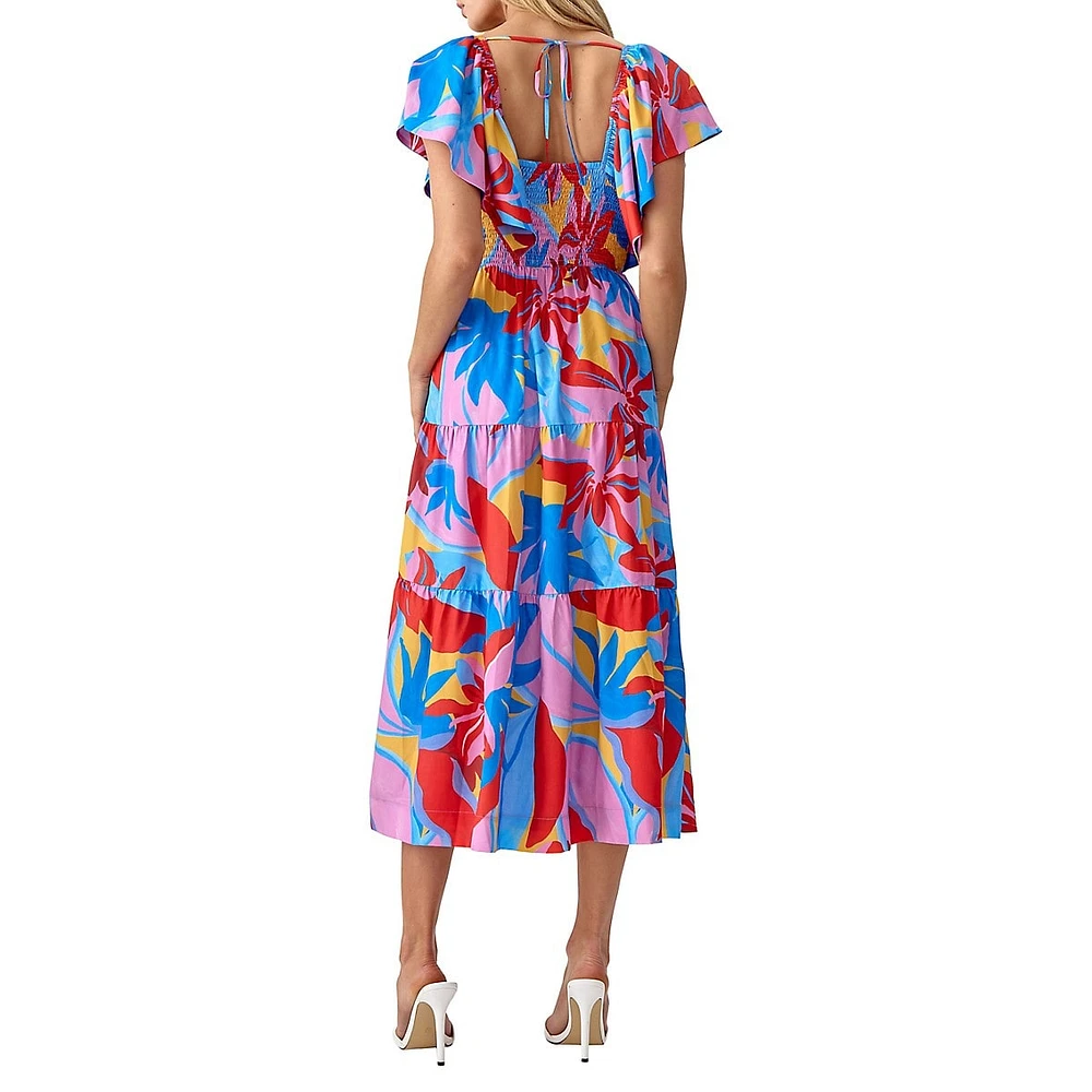 Caroline Floral Tiered Midi Dress