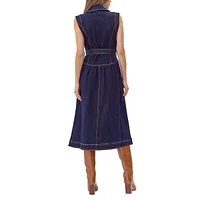 Gloria Belted Denim Midi Shirt Dress