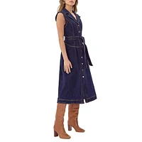 Gloria Belted Denim Midi Shirt Dress