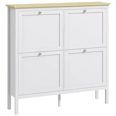 Narrow Shoe Storage Cabinet With Flip Drawers For Entryway