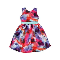 Girl's Mia Abstract Watercolour Sleeveless Dress