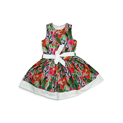 Girl's Felicia Floral Sleeveless Sash Dress