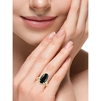 Bague halo ovale en or jaune 14 carats, 0,24 ct. TW, diamant et onyx