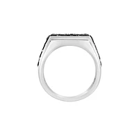 Men's Sterling Silver & Black Spinel Interlock Ring