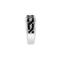 Men's Sterling Silver & Black Spinel Interlock Ring