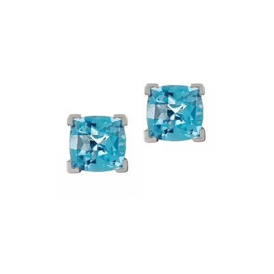 14K White Gold Stud Earrings with 4.94 CT. T.W. Blue Topaz
