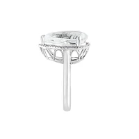 Bague en or blanc 14 ct avec topaze blanche et diamants de 0,17 ct (PT)