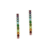 14K Yellow Gold Multi-Gemstone Hoop Earrings