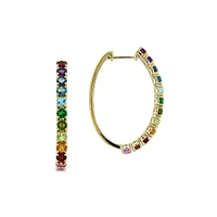 14K Yellow Gold Multi-Gemstone Hoop Earrings