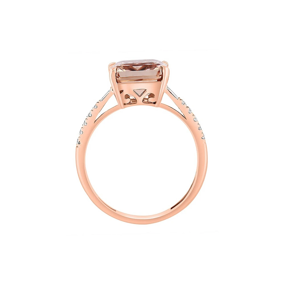 Bague en or rose 14 ct avec morganite et diamants de 0,14 ct (PT)