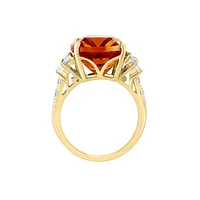 Bague en or jaune 14 ct avec citrine et saphirs blancs