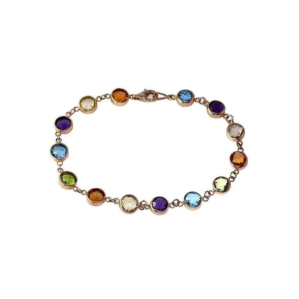 14K Yellow Gold Multi Semi Precious Bracelet