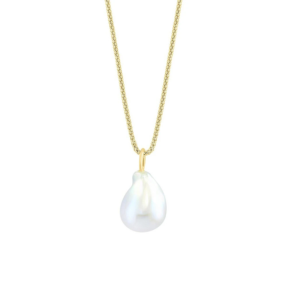 Goldplated Sterling Silver & 14.5MM Freshwater Pearl Pendant Necklace