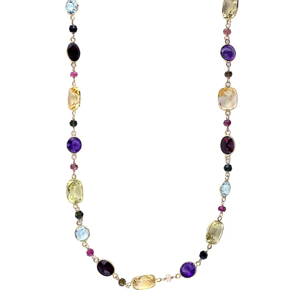14K Yellow Gold Multi Colour Necklace