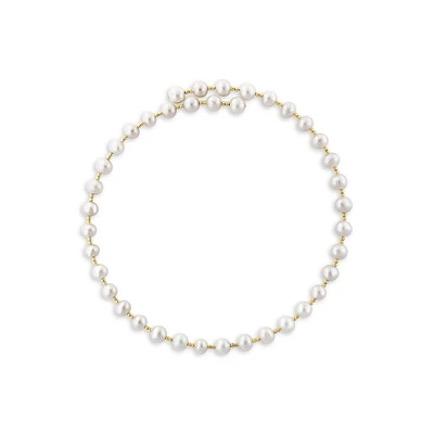 Goldplated Sterling Silver & 7MM Freshwater Pearl Bead Bypass Necklace