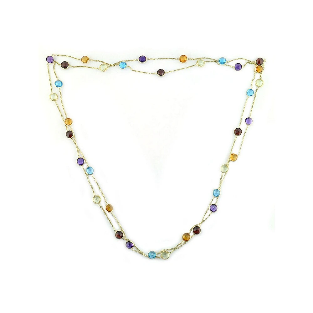 14K Yellow Gold & Multi-Coloured Gemstone Station Necklace